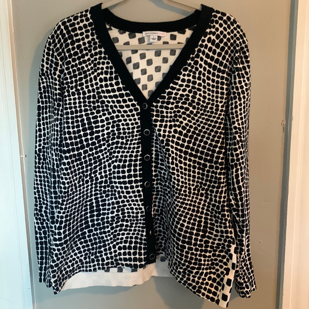 Isaac Mizrahi Live! Black and White Print Sweater
